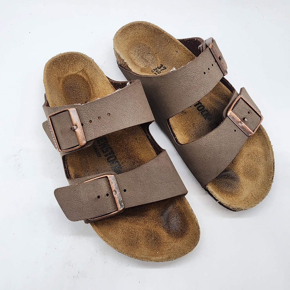 Birkenstock Arizona Sandals Women's 37 US 6 Brown Two Strap Buckle Comfort Shoes